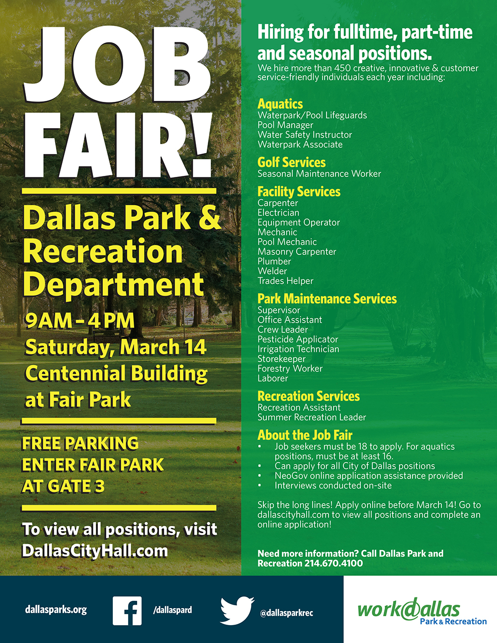 Dallas Park and Recreation Job Fair