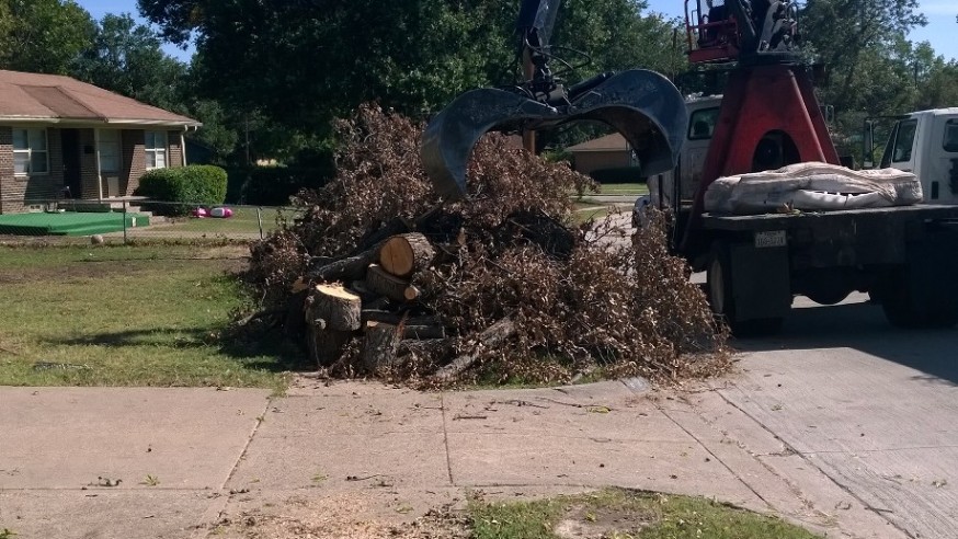 City Sanitation crews working to collect storm debris