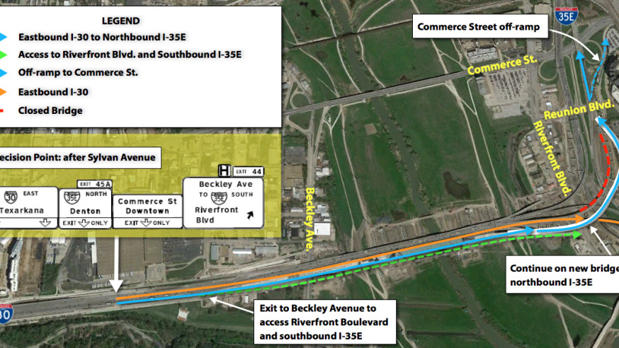 TxDOT Horseshoe Project affecting traffic flow on eastbound I-30
