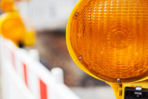 Light,Signal,And,Barrier,Systems,,Barriers,For,A,Road,Construction