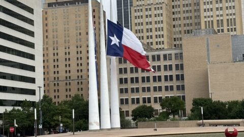 Flags lowered in memory of the flooding victims in Central Texas.