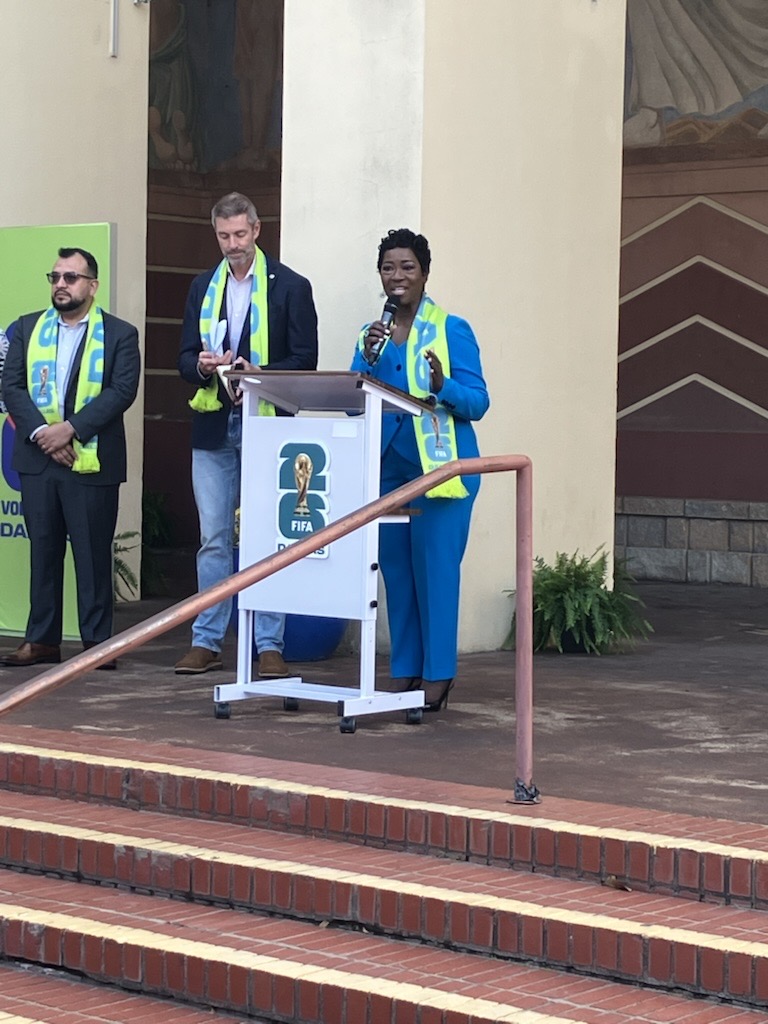 Dallas City Manager Kimberly Bizor Tolbert speaks during the center unveiling.